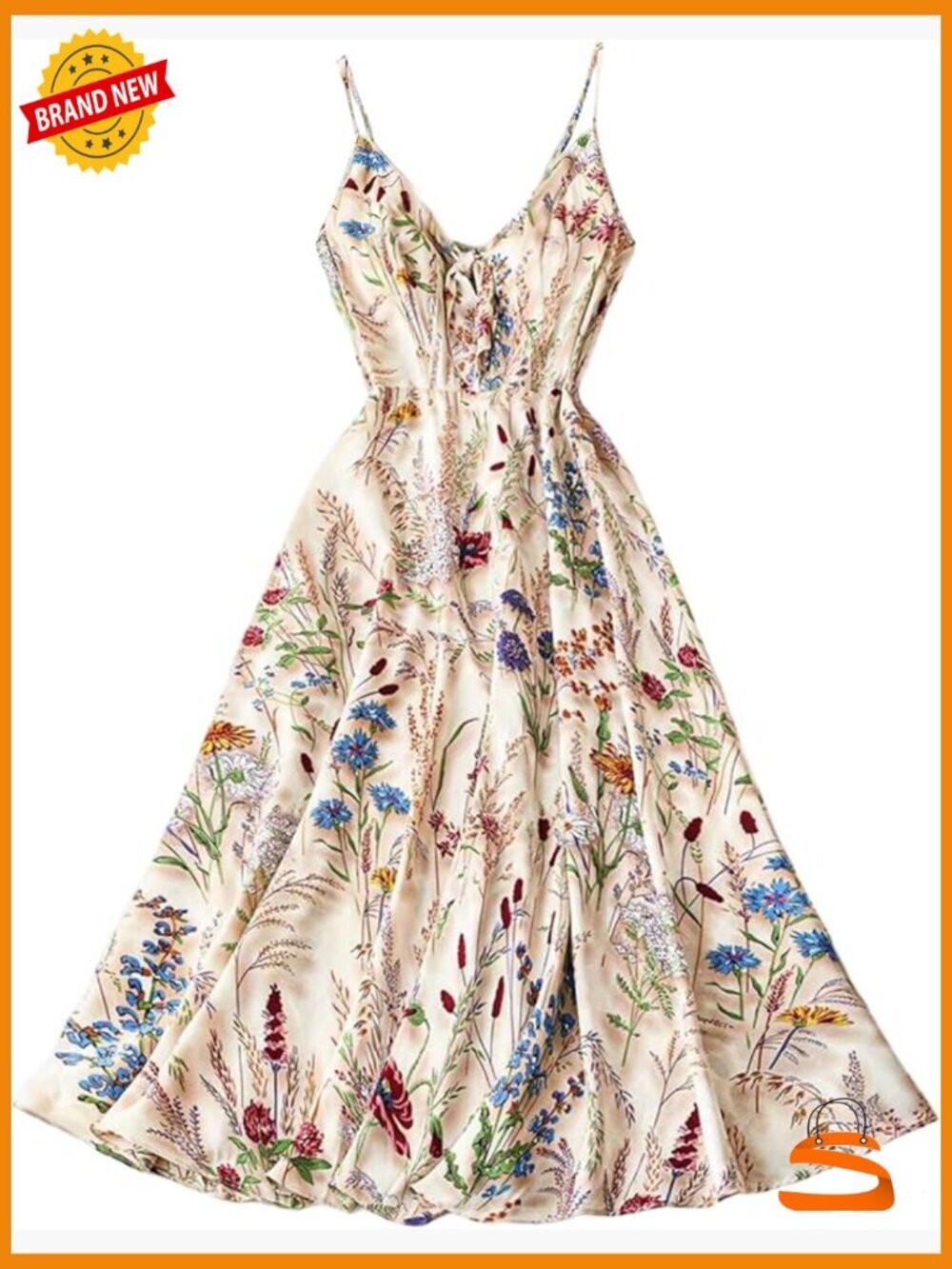 Floral V-Neck Spaghetti Strap Midi Sundress